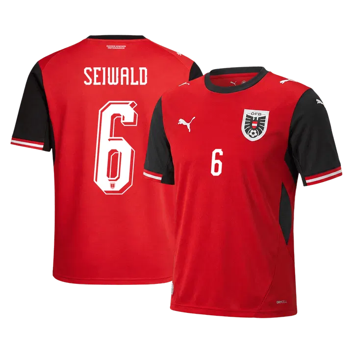 SEIWALD #6 Austria Home Soccer Jersey World Cup 2026