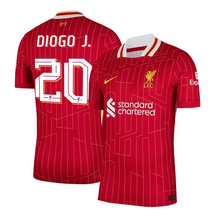 DIOGO J. #20 Liverpool Home Player Version Jersey - UCL