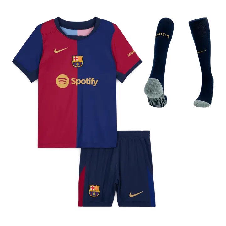 Barcelona Home Kids Soccer Jerseys Full Kit