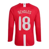 Retro Soccer Jersey SCHOLES #18 Manchester United Home Long Sleeve 2007/08 - UCL Final