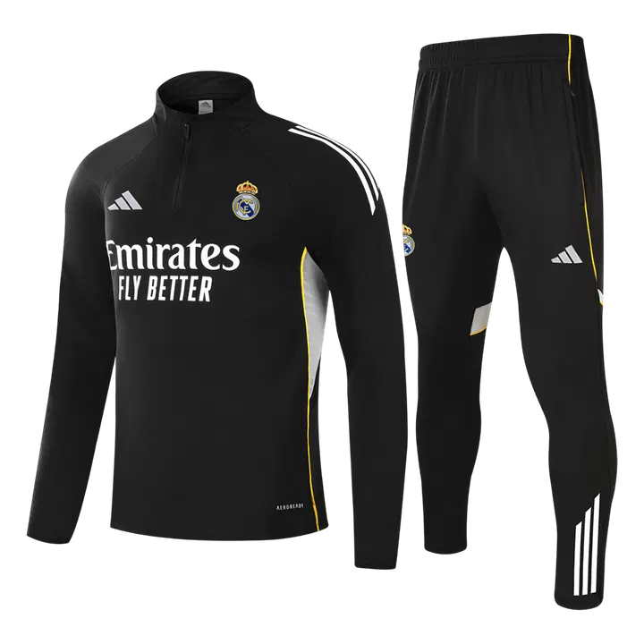 Real Madrid 1/4 Zip Tracksuit 2025/26 Kids Black
