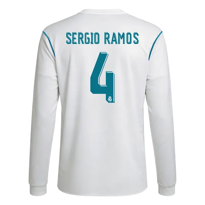 Retro Soccer Jersey SERGIO RAMOS #4 Real Madrid Home Long Sleeve 2017/18