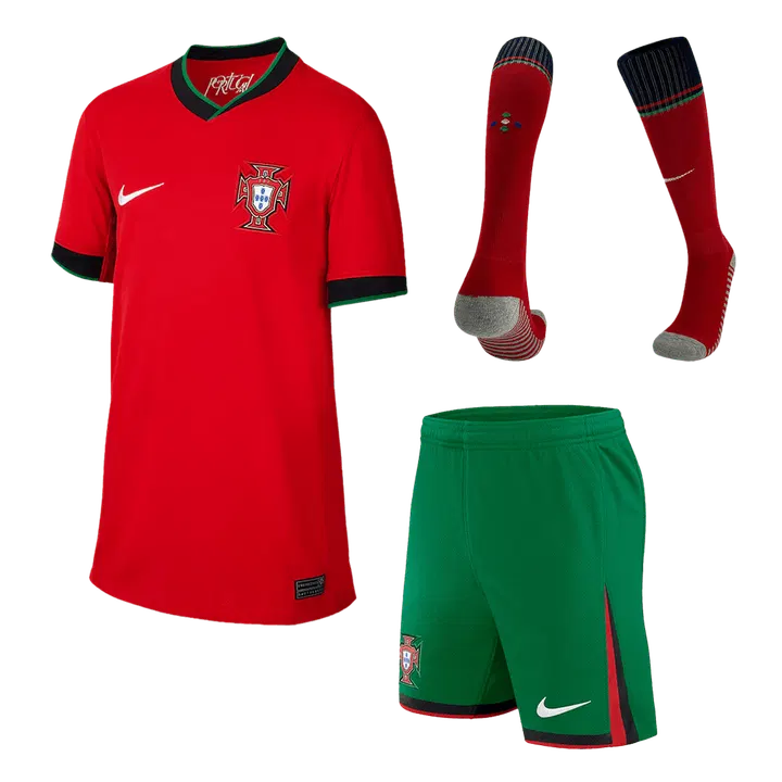 Portugal Home Kids Soccer Jerseys Full Kit EURO