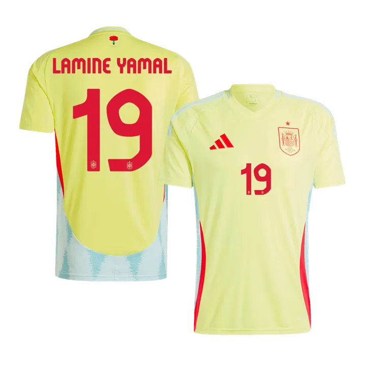 LAMINE YAMAL #19 Spain Away Soccer Jersey EURO