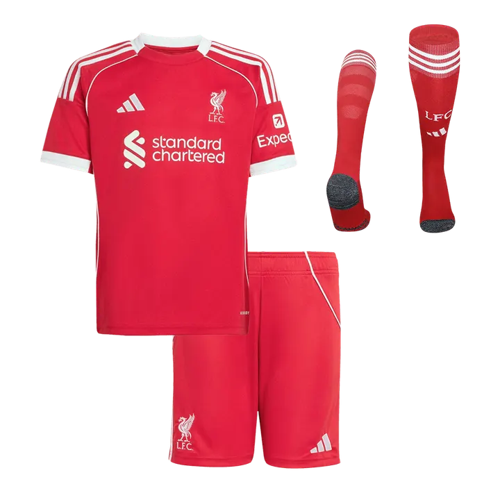 Liverpool Home Kids Soccer Jerseys Full Kit 2025/26