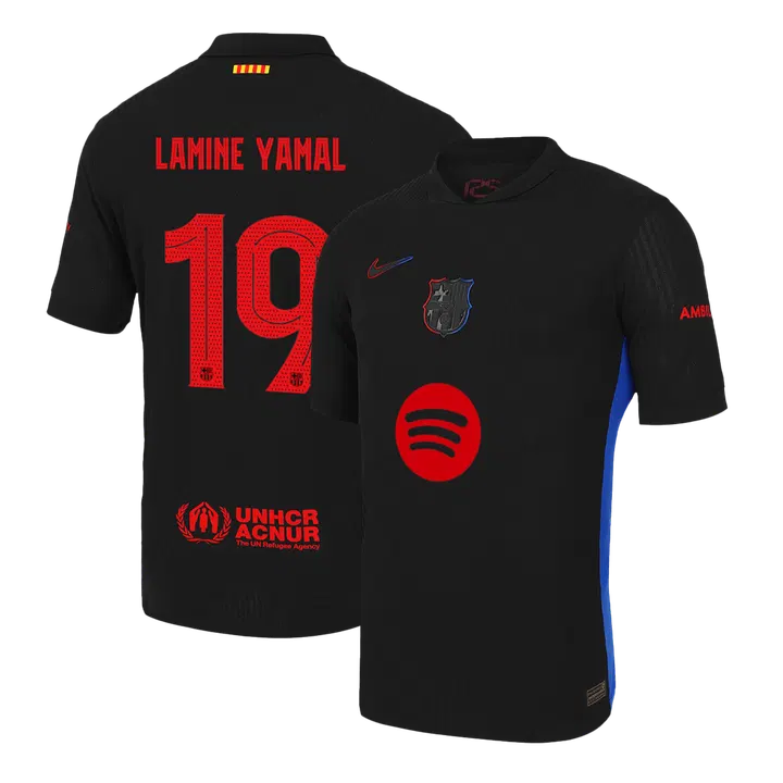 LAMINE YAMAL #19 Barcelona Away Player Version Jersey - UCL(Spotify Logo Without Text）