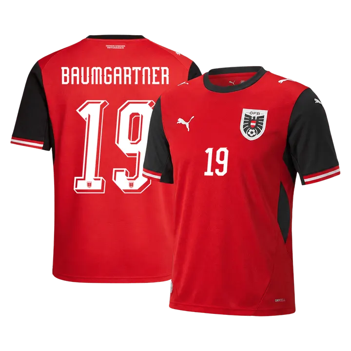 BAUMGARTNER #19 Austria Home Soccer Jersey World Cup 2026