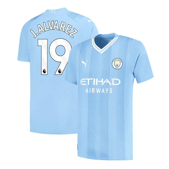 J.ALVAREZ #19 Manchester City Home Soccer Jersey 2023/24