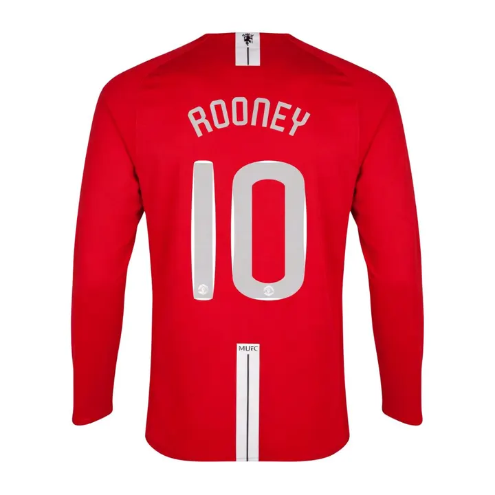 Retro Soccer Jersey ROONEY #10 Manchester United Home Long Sleeve 2007/08 - UCL Final