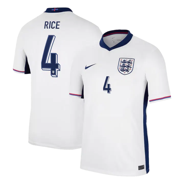 RICE #4 England Home Soccer Jersey EURO