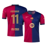 RAPHINHA #11 Barcelona Home Soccer Jersey -UCL (Spotify Logo Without Text)