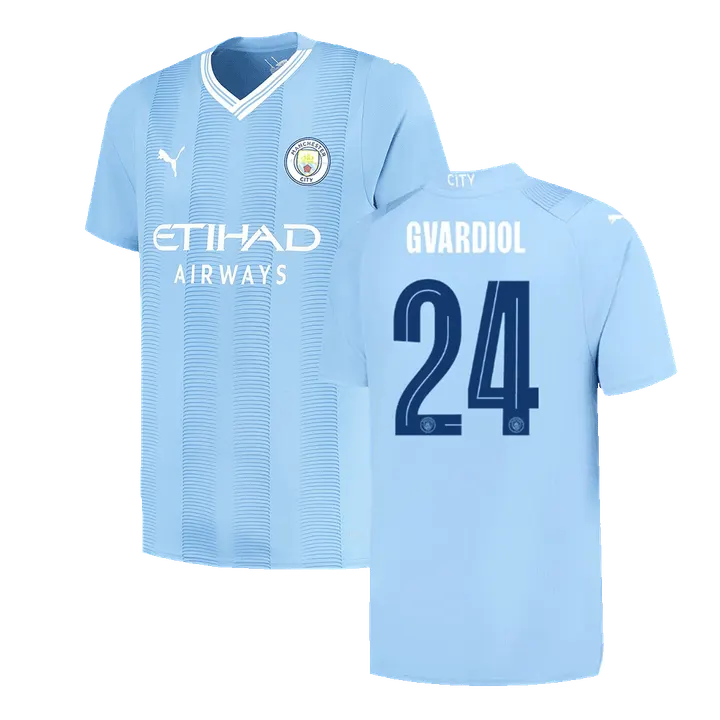 GVARDIOL #24 Manchester City Home Soccer Jersey 2023/24 -UCL