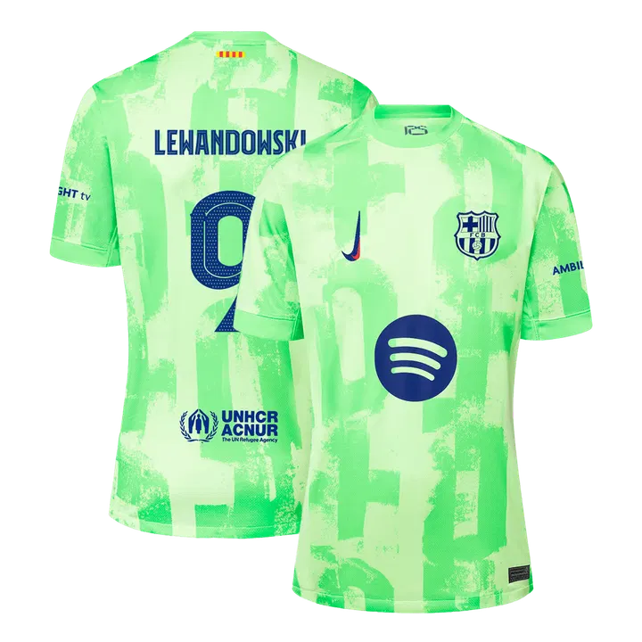 LEWANDOWSKI #9 Barcelona Third Away Soccer Jersey - UCL(Spotify Logo Without Text）
