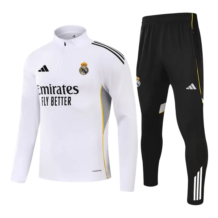 Real Madrid 1/4 Zip Tracksuit 2025/26 Kids White