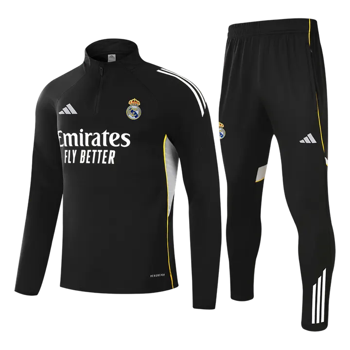 Real Madrid 1/4 Zip Tracksuit 2025/26 Black