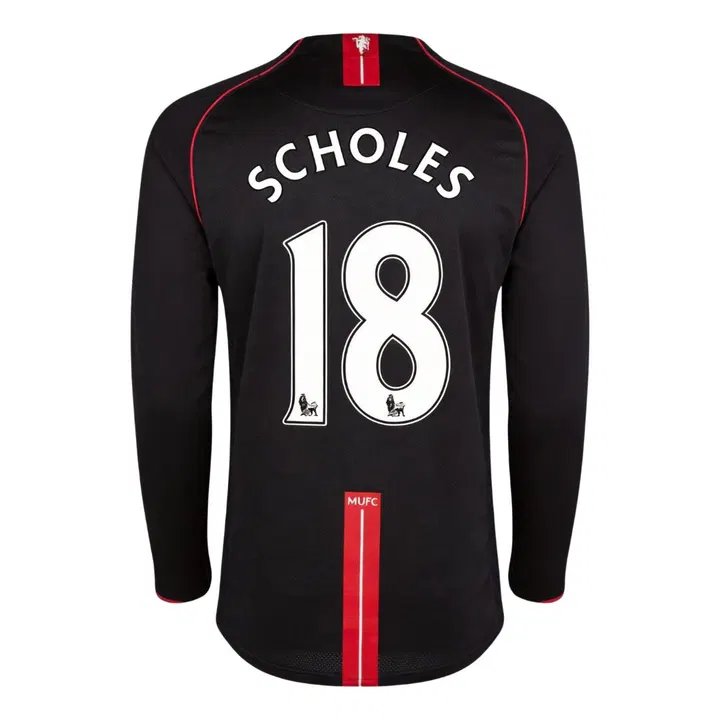 Retro Soccer Jersey SCHOLES #18 Manchester United Away Long Sleeve 2007/08