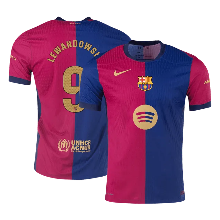 LEWANDOWSKI #9 Barcelona Home Player Version Jersey - Spotify Logo Without Text