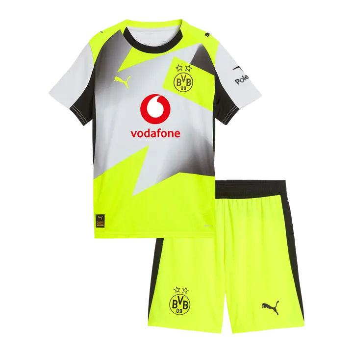 Borussia Dortmund Away Kids Soccer Jerseys Kit 2025/26