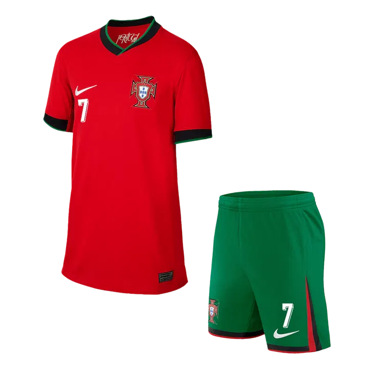 RONALDO #7 Portugal Home Kids Soccer Jerseys Kit EURO