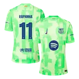 RAPHINHA #11 Barcelona Third Away Soccer Jersey - UCL(Spotify Logo Without Text）