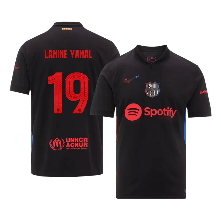LAMINE YAMAL #19 Barcelona Away Soccer Jersey -UCL (Spotify Logo Without Text)
