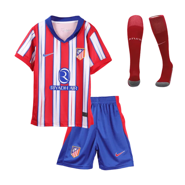Atletico Madrid Home Kids Soccer Jerseys Full Kit