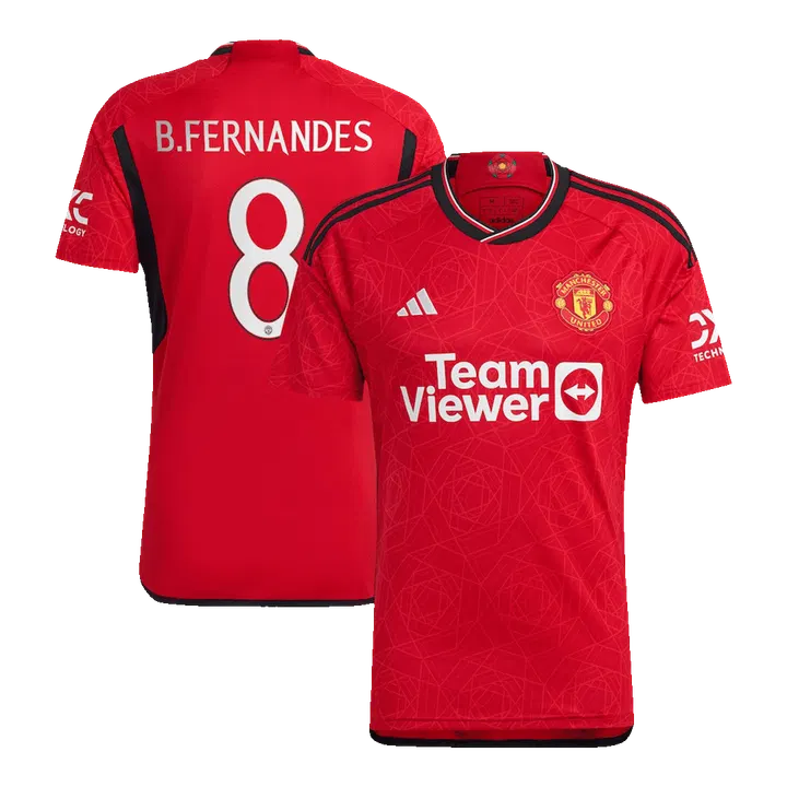 B.FERNANDES #8 Manchester United Home Soccer Jersey 2023/24 -UCL