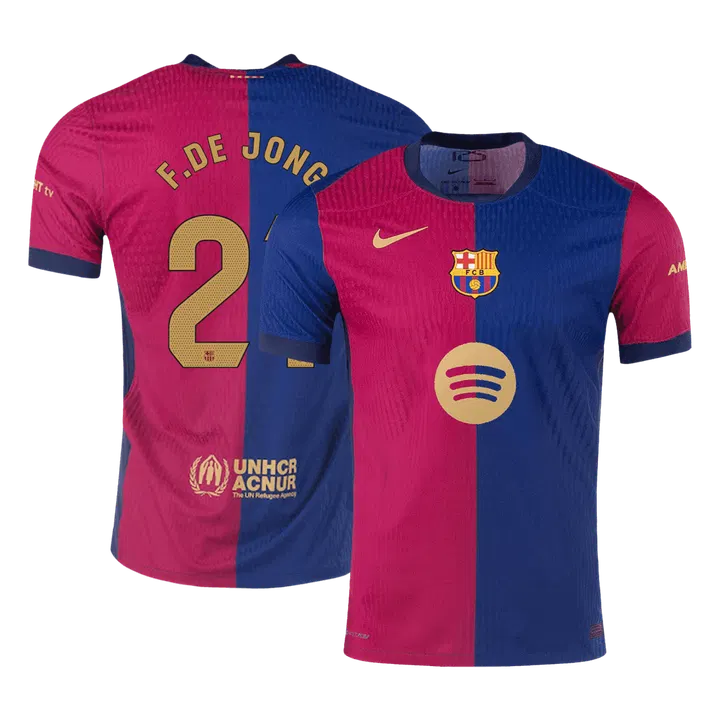 F.DE JONG #21 Barcelona Home Player Version Jersey - Spotify Logo Without Text