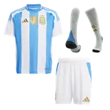 Argentina Home Kids Soccer Jerseys Full Kit