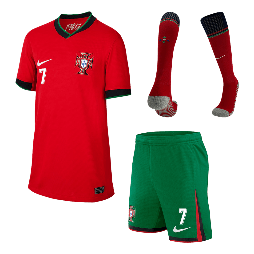 RONALDO #7 Portugal Heim Kinder Fußball Trikot Komplettset EURO