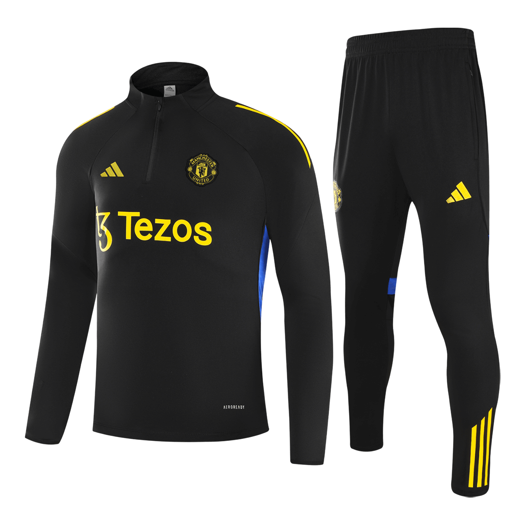 Manchester United Survêtement 1/4 Zip Enfant Noir 2025/26