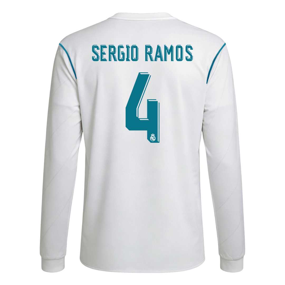 Retro Soccer Jersey SERGIO RAMOS #4 Real Madrid Home Long Sleeve 2017/18