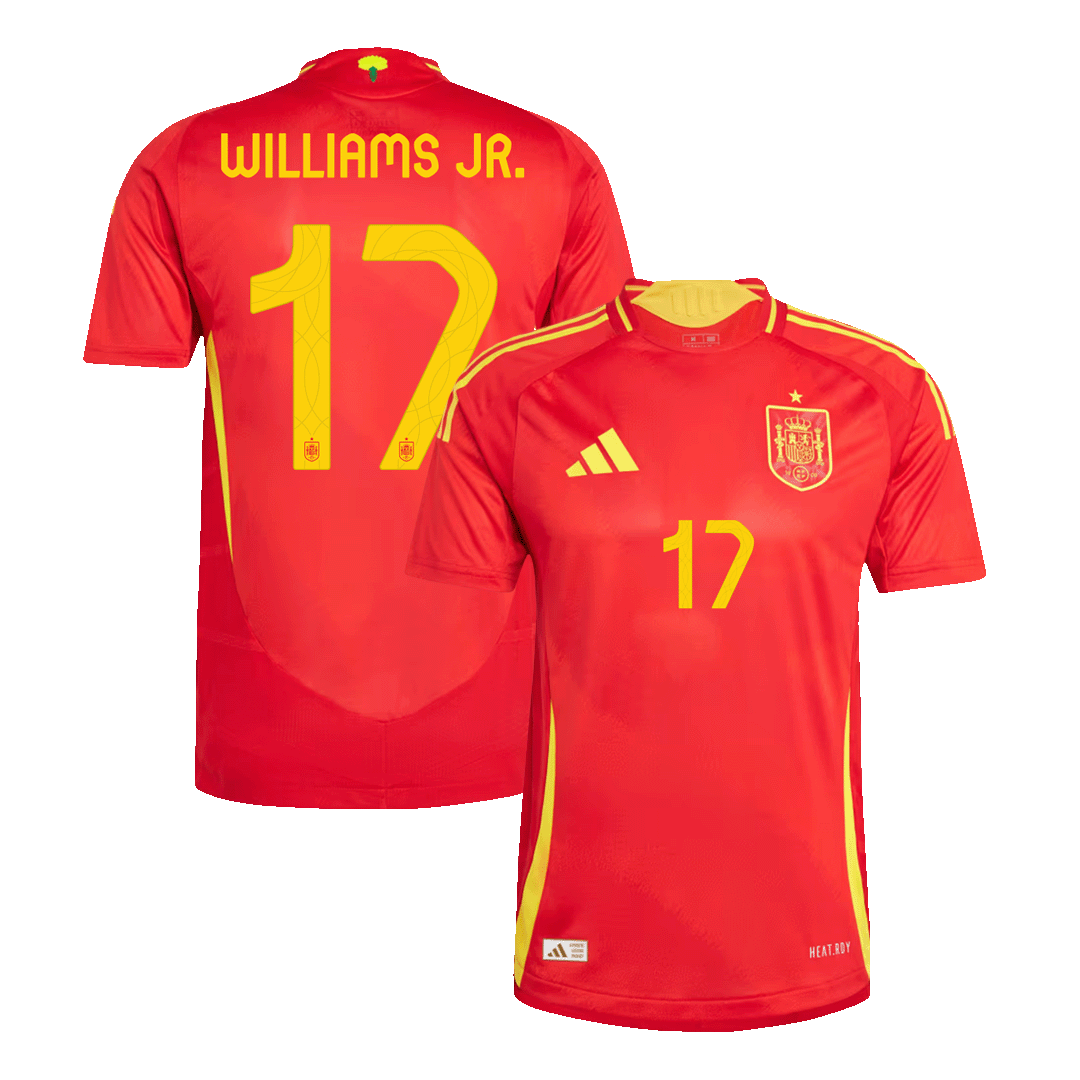 WILLIAMS JR. #17 Spain Home Authentic Soccer Jersey EURO
