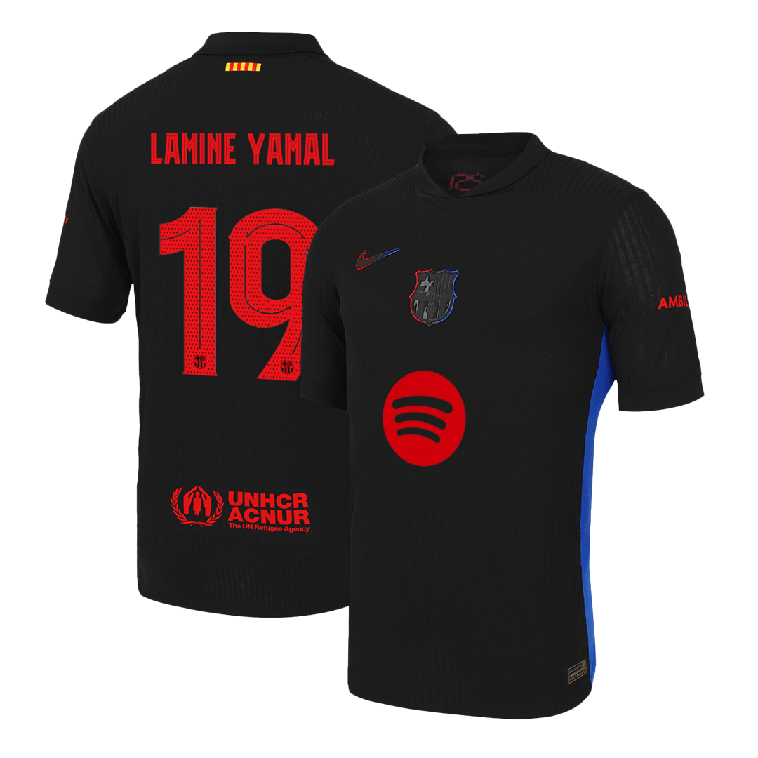 LAMINE YAMAL #19 Barcelona Away Player Version Jersey - UCL(Spotify Logo Without Text)