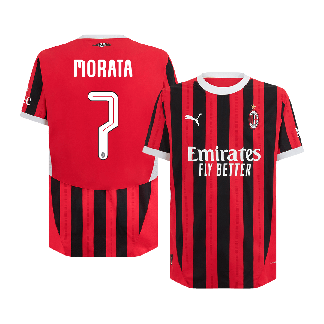 MORATA #7 AC Milan Home Authentic Soccer Jersey - UCL