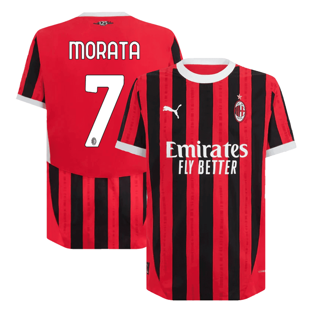 MORATA #7 AC Milan Home Authentic Soccer Jersey - UCL