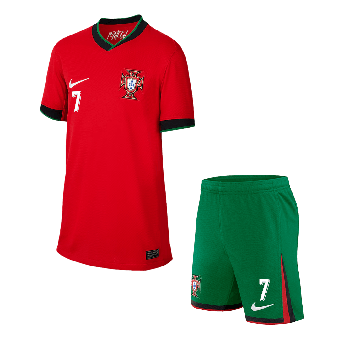 RONALDO #7 Portugal Heim Kinder Fußball Trikot-Set EURO