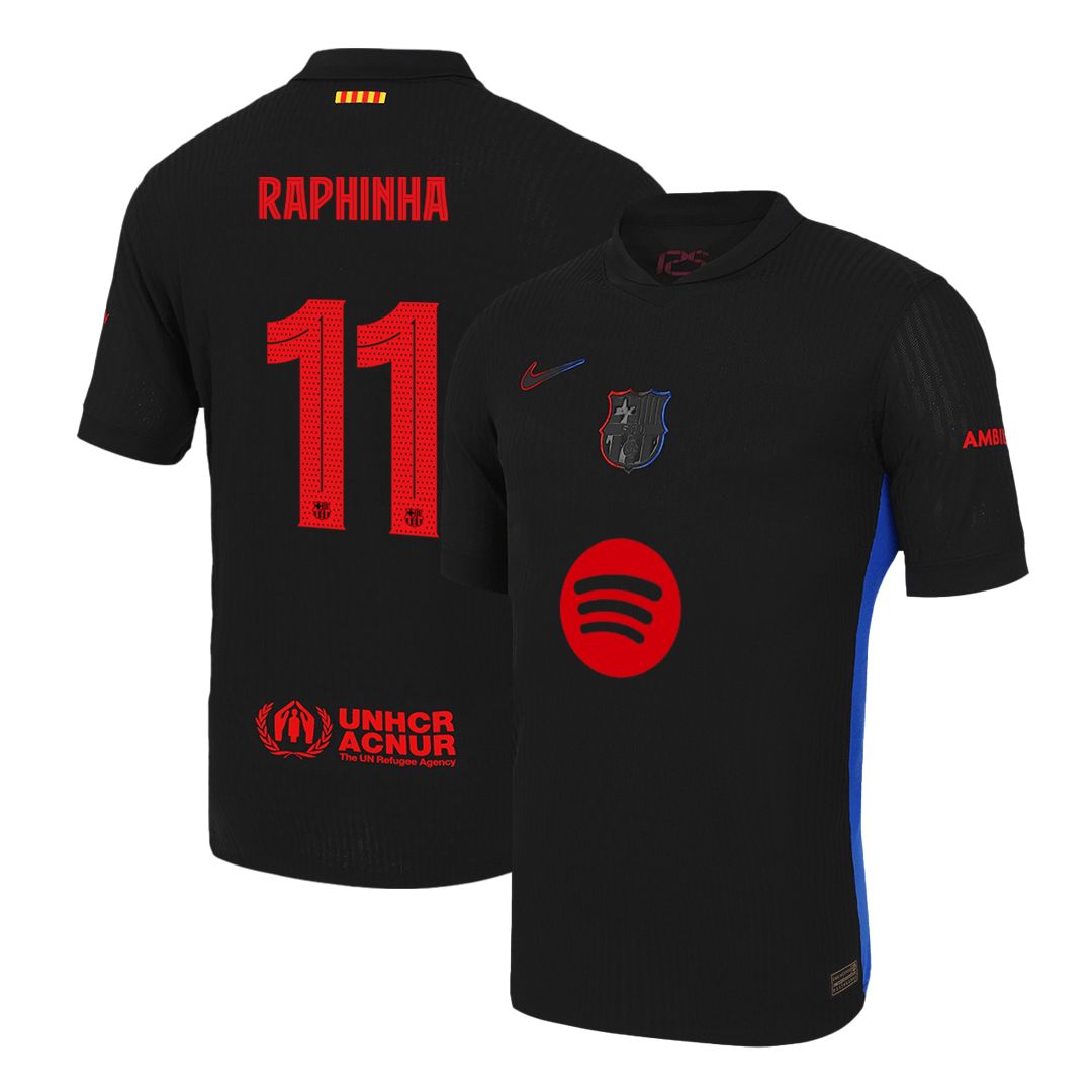 RAPHINHA #11 Barcelona Away Player Version Jersey - UCL (Spotify Logo Without Text)