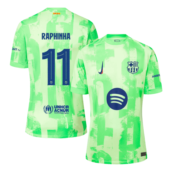 RAPHINHA #11 Barcelona Third Away Soccer Jersey 2024/25 - UCL£¨Spotify Logo Without Text£©