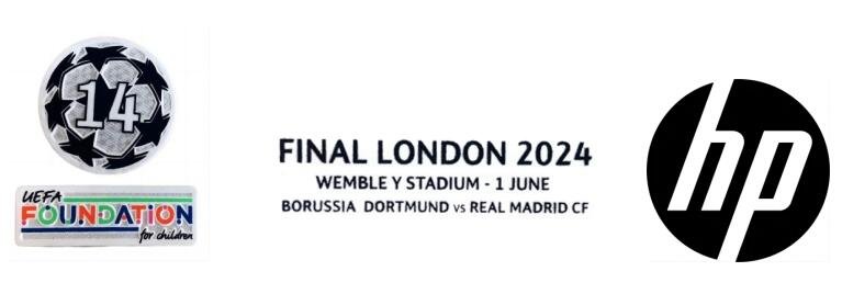 FINAL LONDRES 2024 & UCL 14 & Insignia de la Fundación UEFA & Patrocinador HP