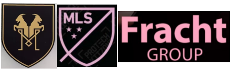 Crachá do Inter Miami MLS (casa) & Grupo Fracht & MESSI 'GOAT' Crachá