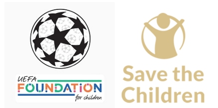 24/25 Insignias de la Fundación UCL & UEFA & Patrocinador Save The Children (tercero fuera)